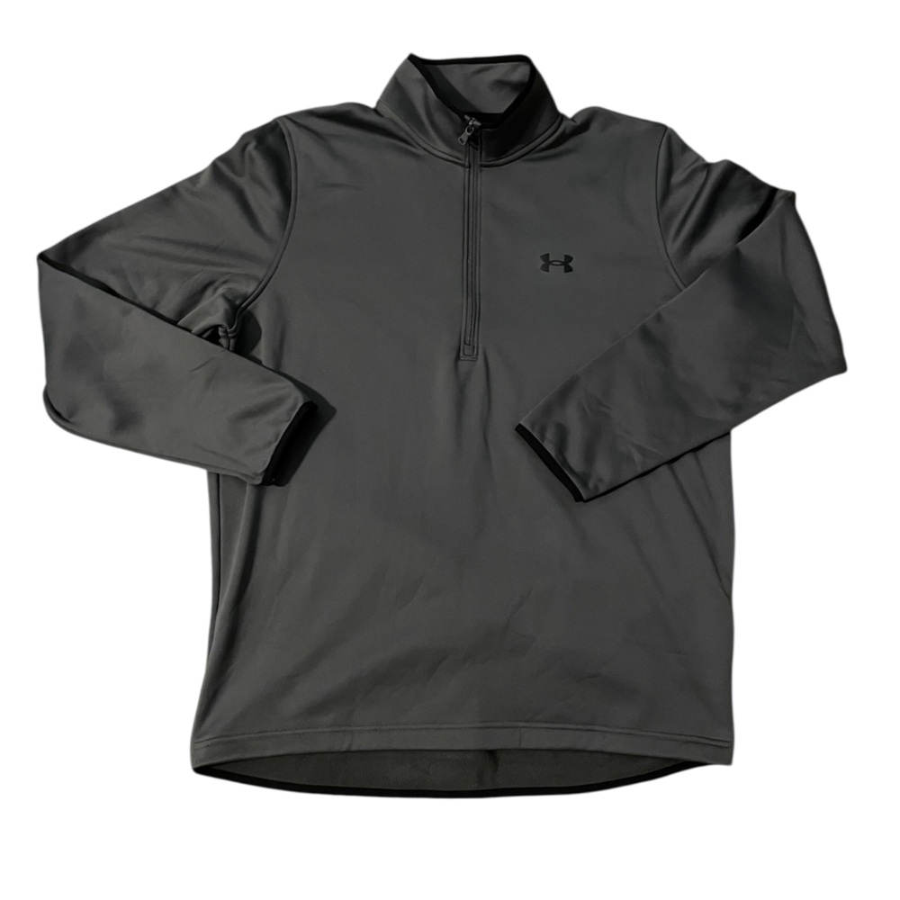 Under Armour Men’s Large Gray Quarter Zip Pullover‎ ColdGear – Black Piping